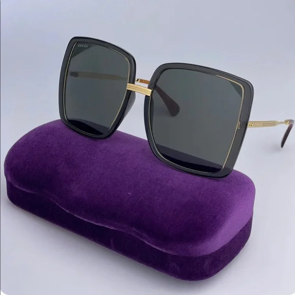 GUCCI Authentic Gold Gray Metal Square Oversized Sunglasses GG0903S 001 60MM NWT - Picture 7 of 16